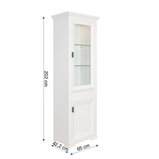 Vitrina Cu 2 Usi Si 1 Sertar Verona Bianco Alb, 65.4 Cm