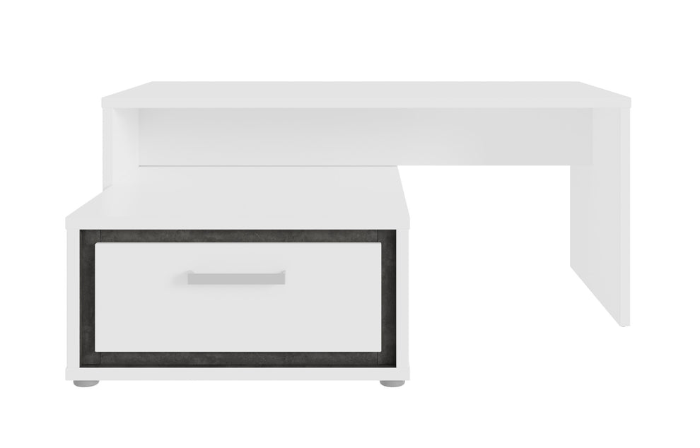 Masa De Cafea Rigmor, Alb, Beton Optic Gri Si Alb Super Lucios, 110 x 48 x 100.8 Cm