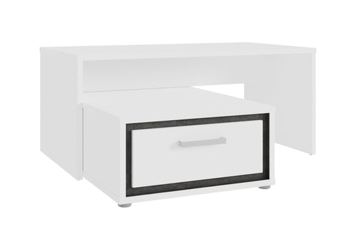 Masa De Cafea Rigmor, Alb, Beton Optic Gri Si Alb Super Lucios, 110 x 48 x 100.8 Cm