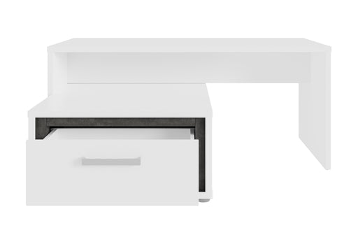 Masa De Cafea Rigmor, Alb, Beton Optic Gri Si Alb Super Lucios, 110 x 48 x 100.8 Cm