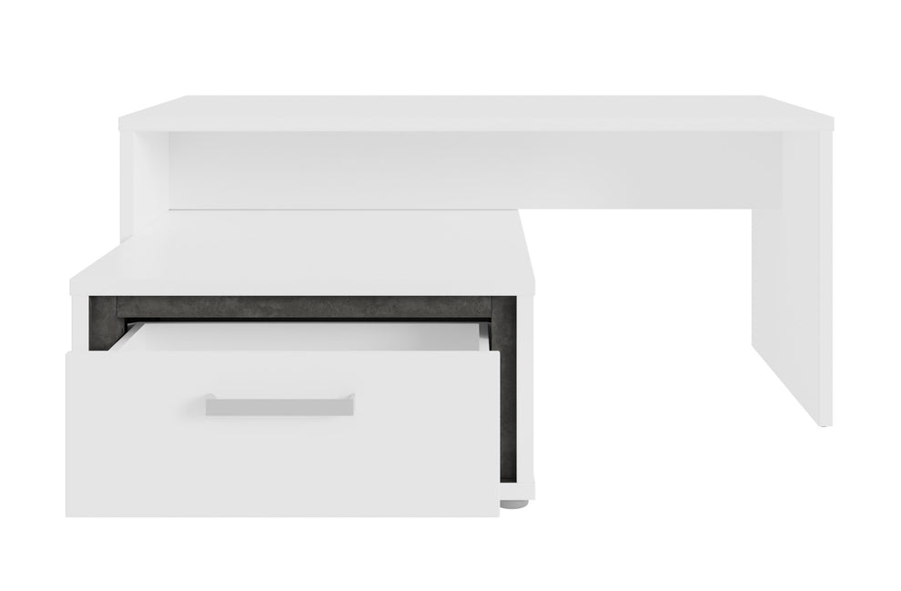 Masa De Cafea Rigmor, Alb, Beton Optic Gri Si Alb Super Lucios, 110 x 48 x 100.8 Cm