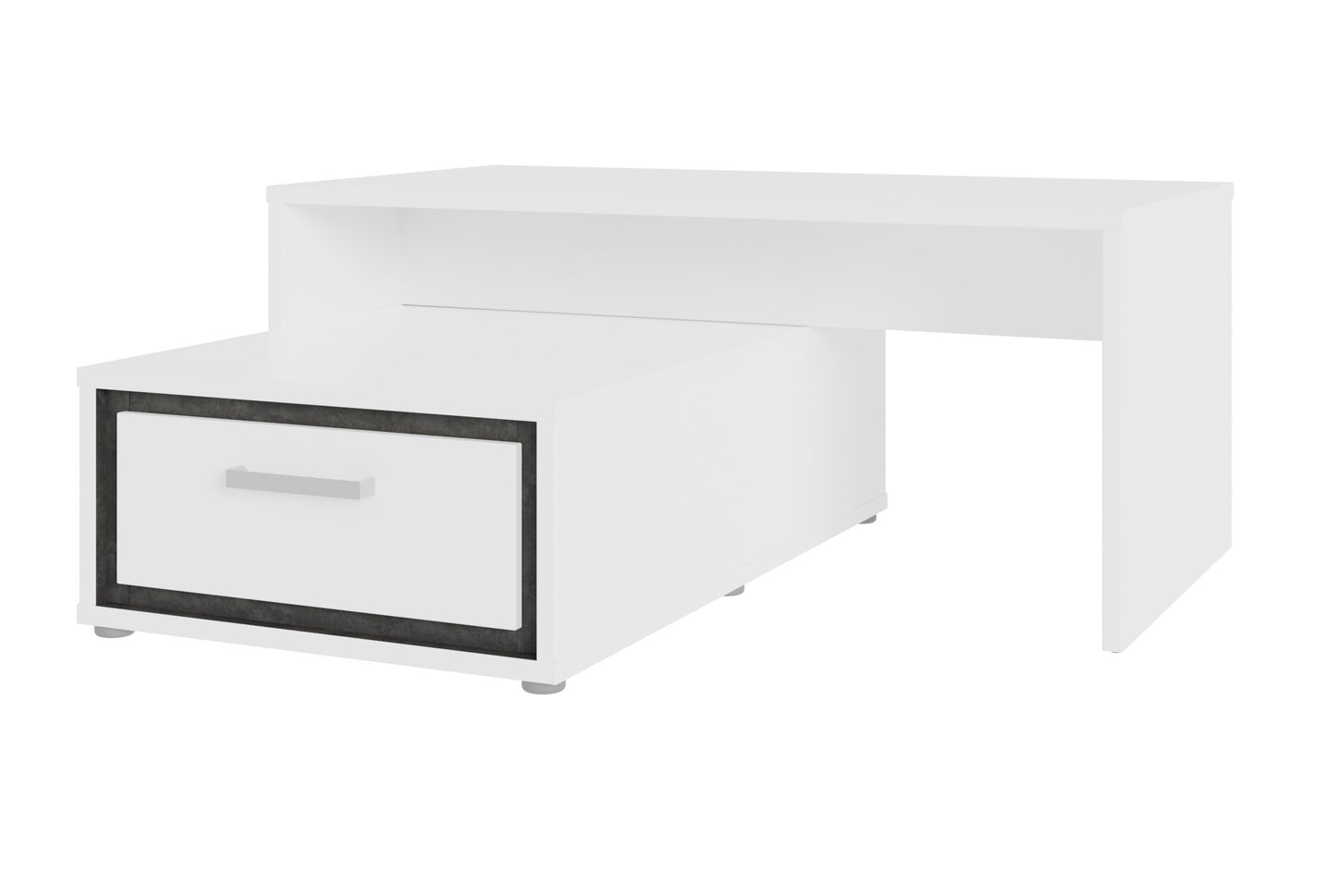 Masa De Cafea Rigmor, Alb, Beton Optic Gri Si Alb Super Lucios, 110 x 48 x 100.8 Cm