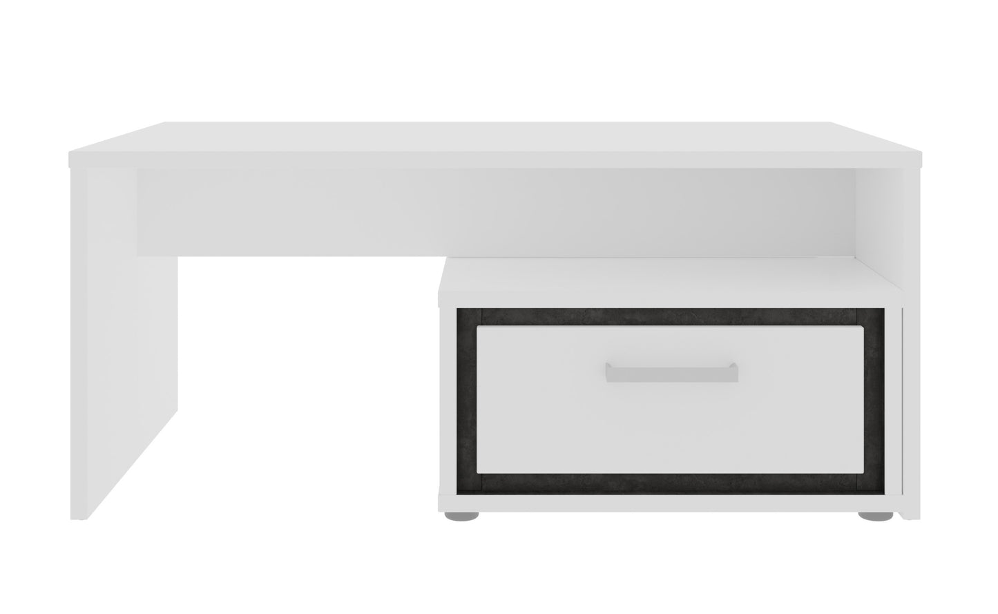 Masa De Cafea Rigmor, Alb, Beton Optic Gri Si Alb Super Lucios, 110 x 48 x 100.8 Cm
