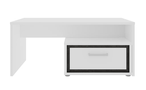 Masa De Cafea Rigmor, Alb, Beton Optic Gri Si Alb Super Lucios, 110 x 48 x 100.8 Cm