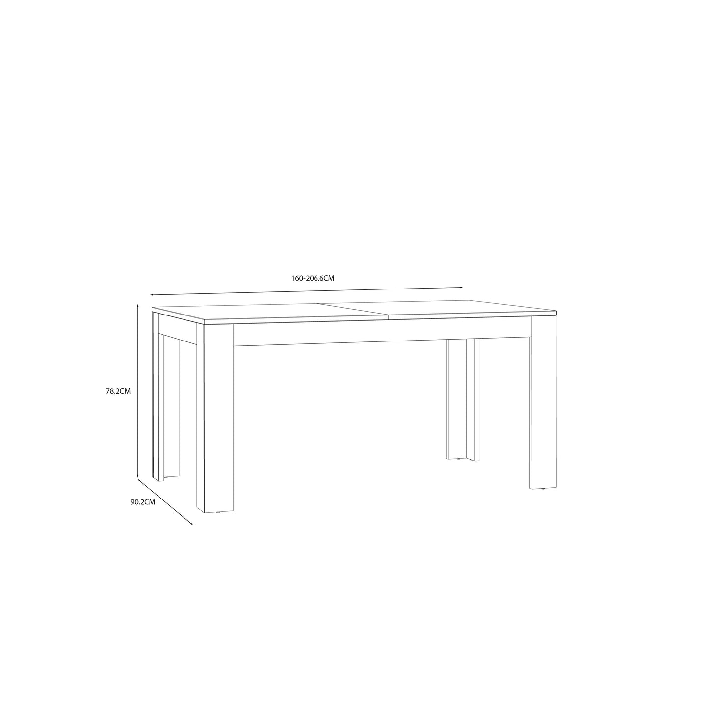 Masa Extensibila Boho, Stejar Riviera Si Stejar Bleumarin, 160/206.6 x 78.2 x 90.2 Cm