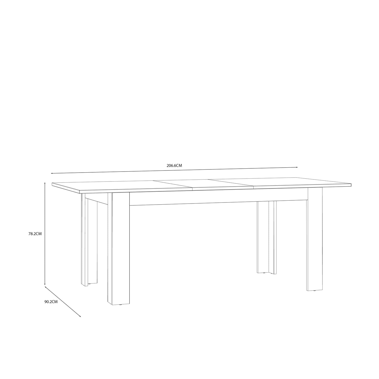 Masa Extensibila Boho, Stejar Riviera Si Stejar Bleumarin, 160/206.6 x 78.2 x 90.2 Cm