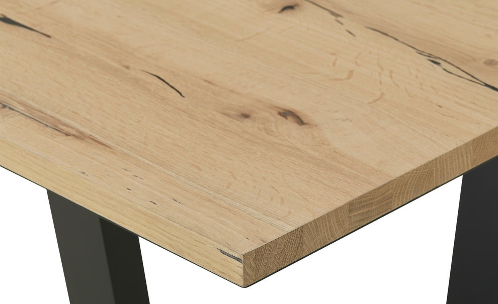 Masa Reno Extensibila, Smoked Oak, Furnir Din Lemn Masiv, 160/210 Cm