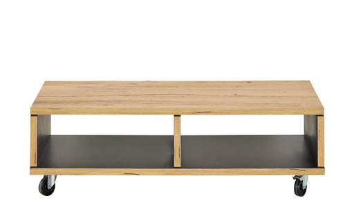 Masa Cafea Reno Cu 2 Nise, Smoked Oak, Furnir Din Lemn Masiv, 120 Cm