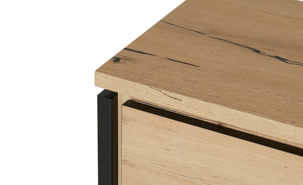 Bufet Cu 2 Usi Si 3 Sertare Reno Smoked Oak, Furnir Din Lemn Masiv, 200 Cm