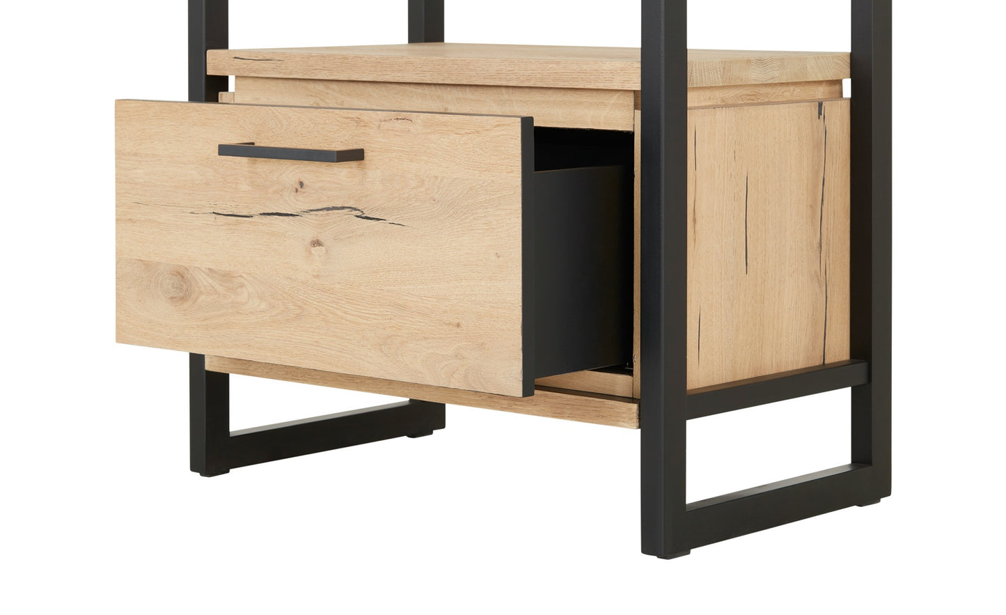 Biblioteca Reno Cu 1 Sertar, Smoked Oak, Furnir Din Lemn Masiv, 69.5 Cm