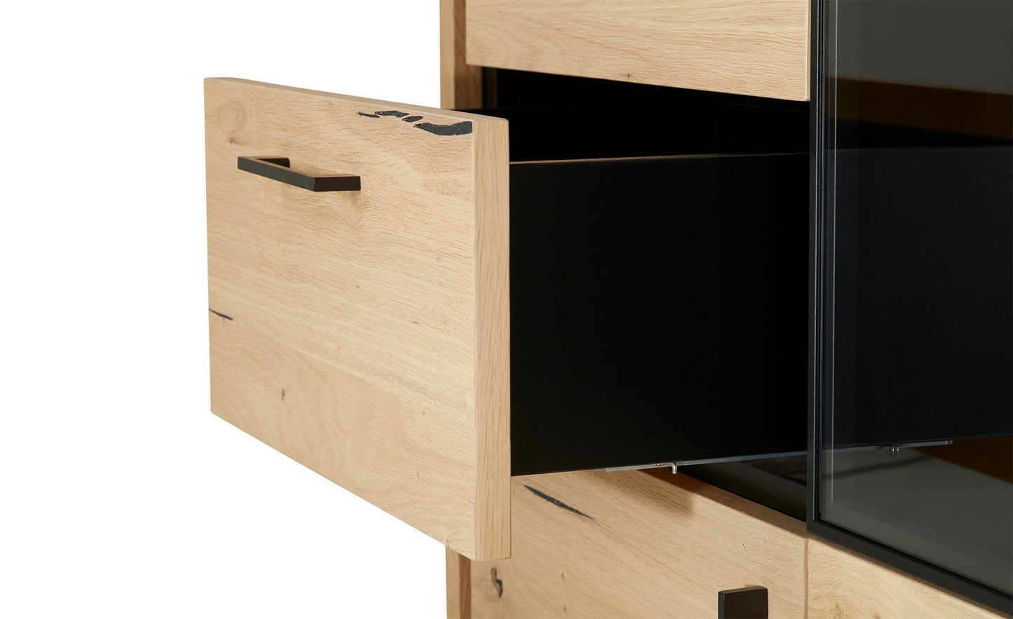 Vitrina Tulsa Smoked Oak, Furnir Din Lemn Masiv, 98 Cm