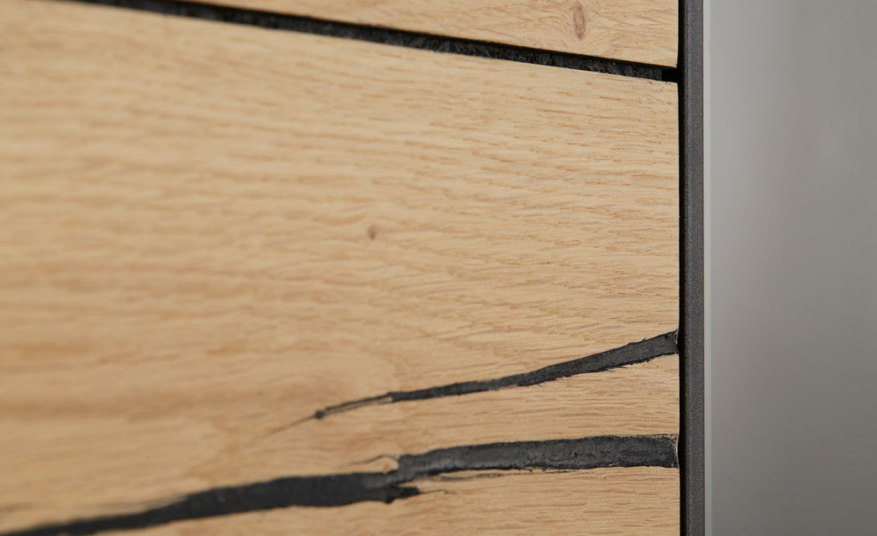 Vitrina Tulsa Smoked Oak, Furnir Din Lemn Masiv, 98 Cm