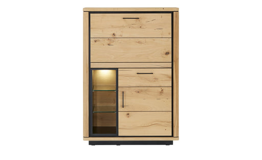Dulap Birou Tulsa Smoked Oak, Furnir Din Lemn Masiv, 88 Cm
