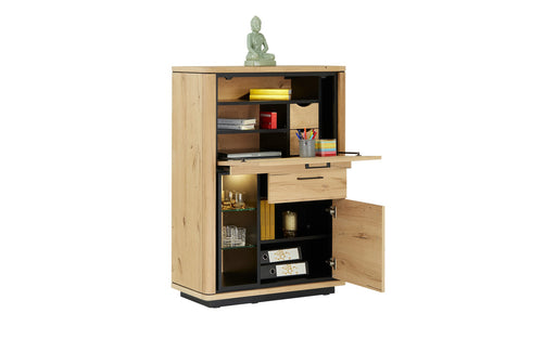 Dulap Birou Tulsa Smoked Oak, Furnir Din Lemn Masiv, 88 Cm