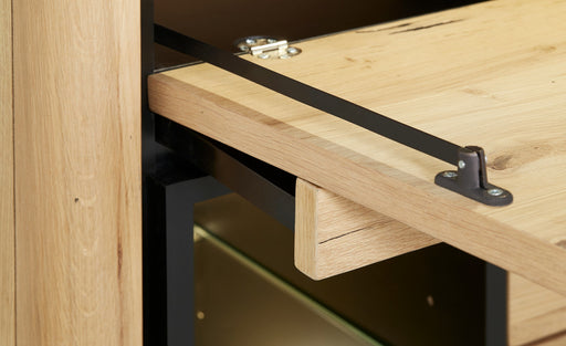 Dulap Birou Tulsa Smoked Oak, Furnir Din Lemn Masiv, 88 Cm