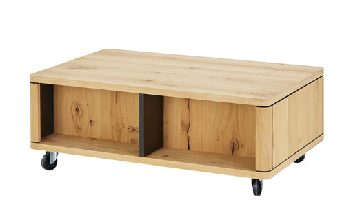 Masa Cafea Tulsa Smoked Oak, Furnir Din Lemn Masiv, 110 Cm
