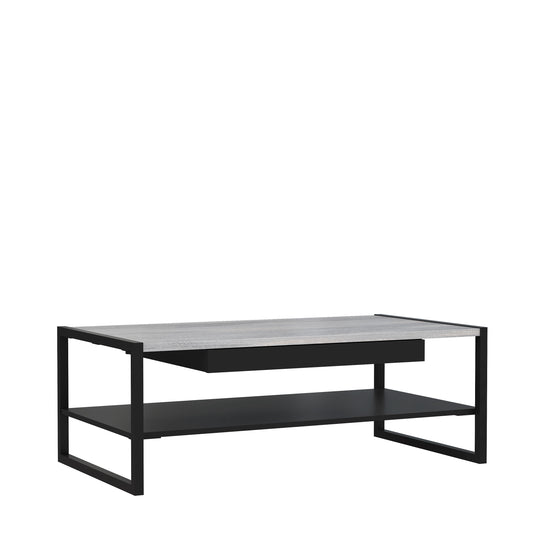 Masa Cafea High Stejar Gri Nordic Si Negru Mat, 111 Cm