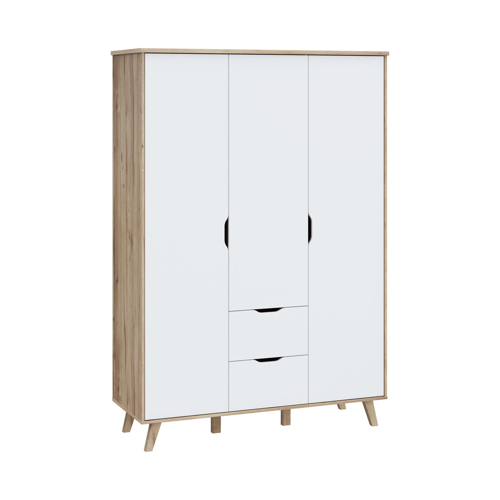 Dulap Vankka, Stejar Pardosit si Alb, 139.5 Cm