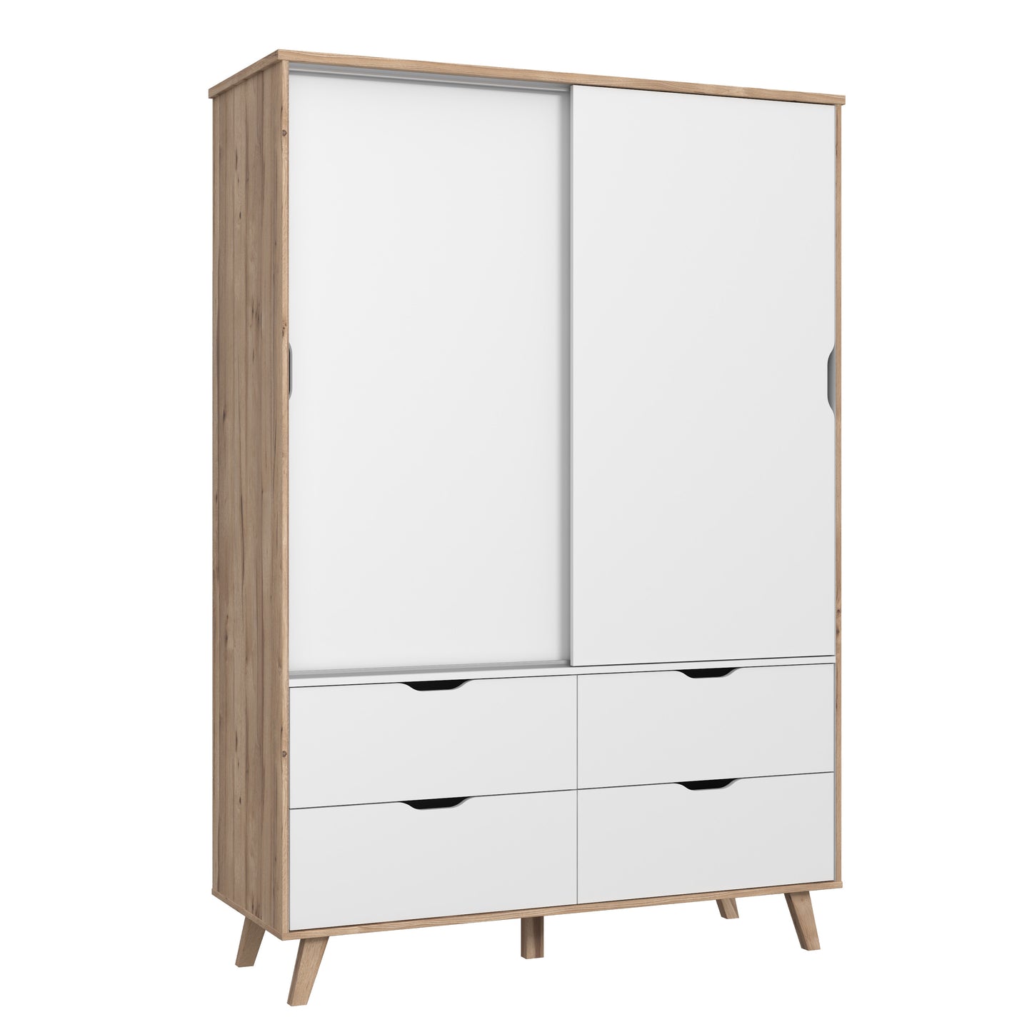 Dulap Vankka, Stejar Pardosit si Alb,139.4 Cm