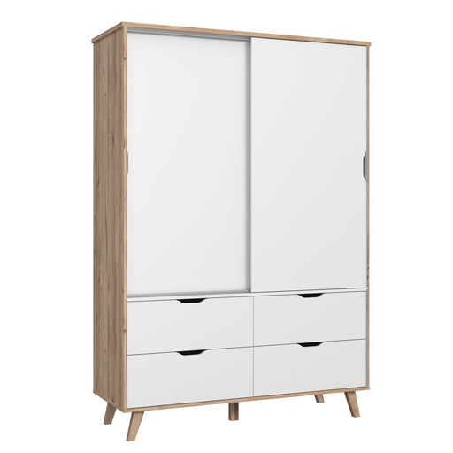 Dulap Vankka, Stejar Pardosit si Alb,139.4 Cm