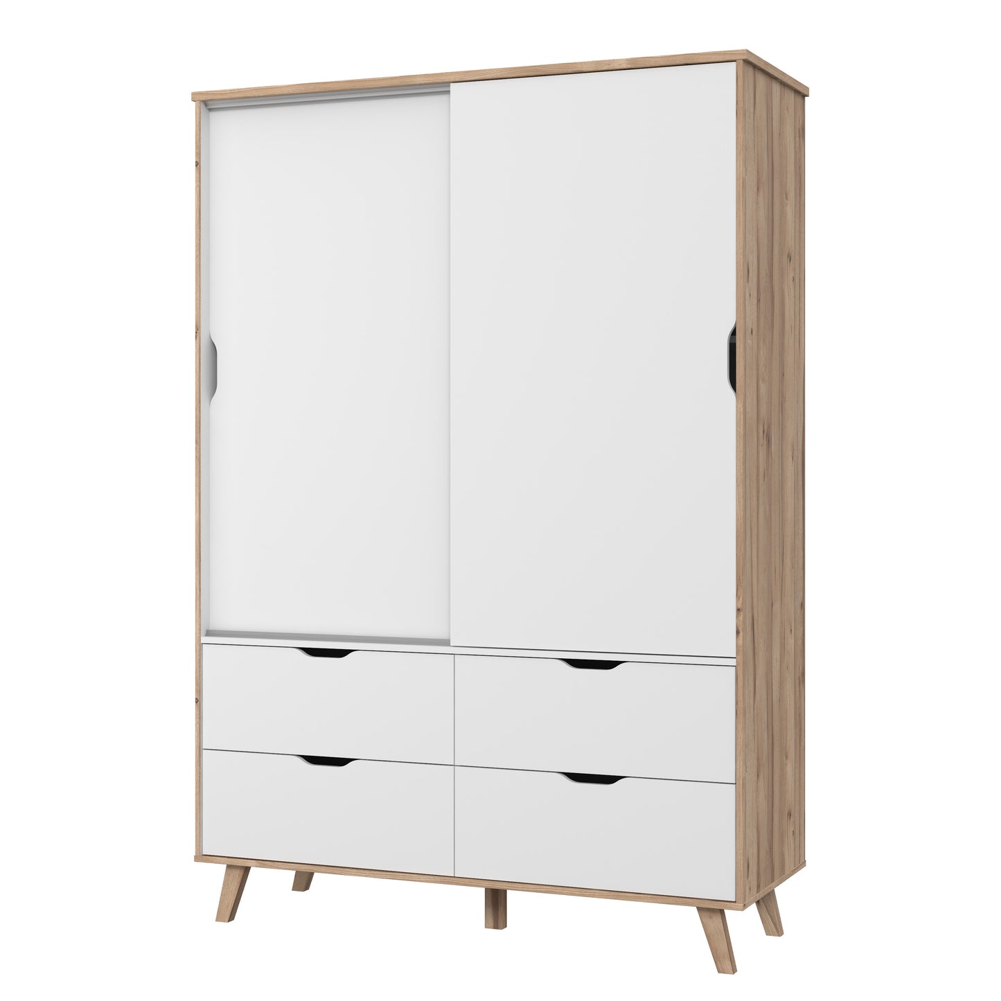 Dulap Vankka, Stejar Pardosit si Alb,139.4 Cm