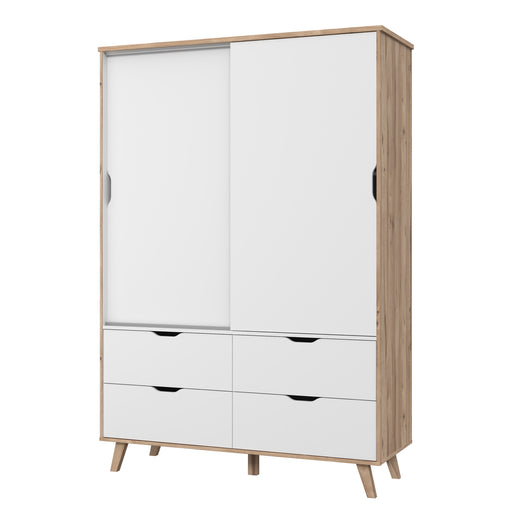 Dulap Vankka, Stejar Pardosit si Alb,139.4 Cm