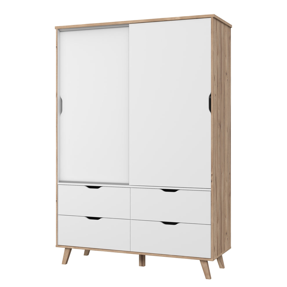 Dulap Vankka, Stejar Pardosit si Alb,139.4 Cm