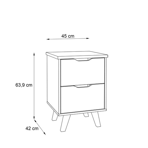 Noptiera Vankka Stejar Pardosit Si Alb, 45 Cm