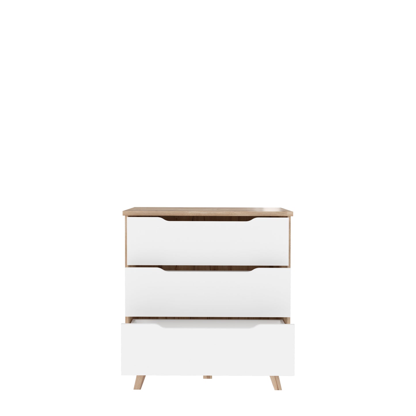 Comoda Vankka, Stejar Pardosit Si Alb, 80 x 86.3 x 42 Cm
