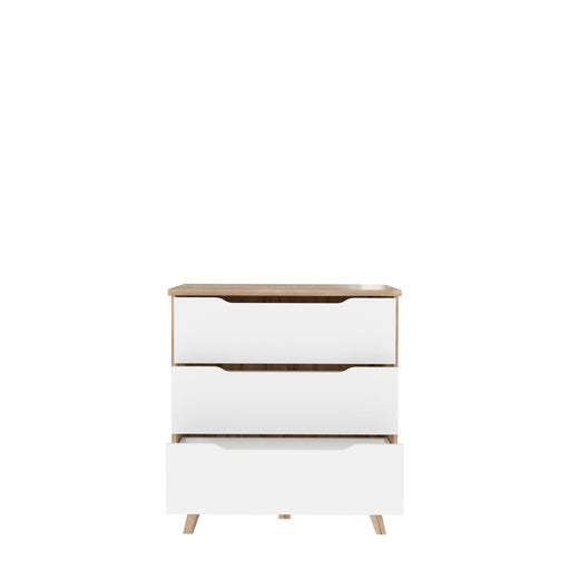 Comoda Vankka, Stejar Pardosit Si Alb, 80 x 86.3 x 42 Cm