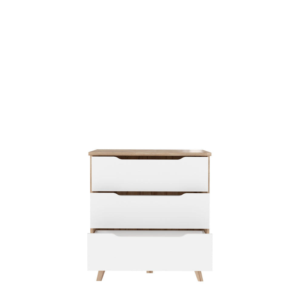 Comoda Vankka, Stejar Pardosit Si Alb, 80 x 86.3 x 42 Cm