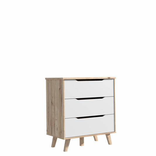 Comoda Vankka, Stejar Pardosit Si Alb, 80 x 86.3 x 42 Cm
