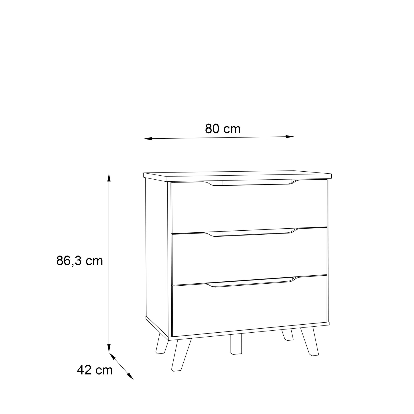 Comoda Vankka, Stejar Pardosit Si Alb, 80 x 86.3 x 42 Cm