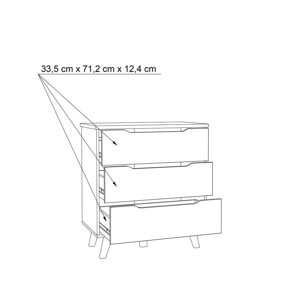 Comoda Vankka, Stejar Pardosit Si Alb, 80 x 86.3 x 42 Cm