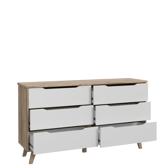 Comoda Vankka, Stejar Pardosit Si Alb, 154.7 x 86.3 x 42 Cm