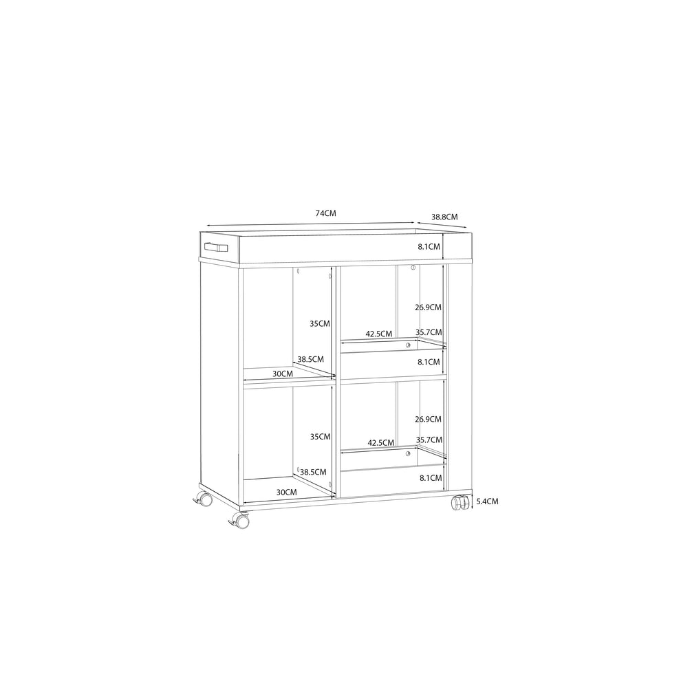 Comoda Home Bar Pe Role C773, Stejar Artisan Si Stejar Negru, 77.4 Cm
