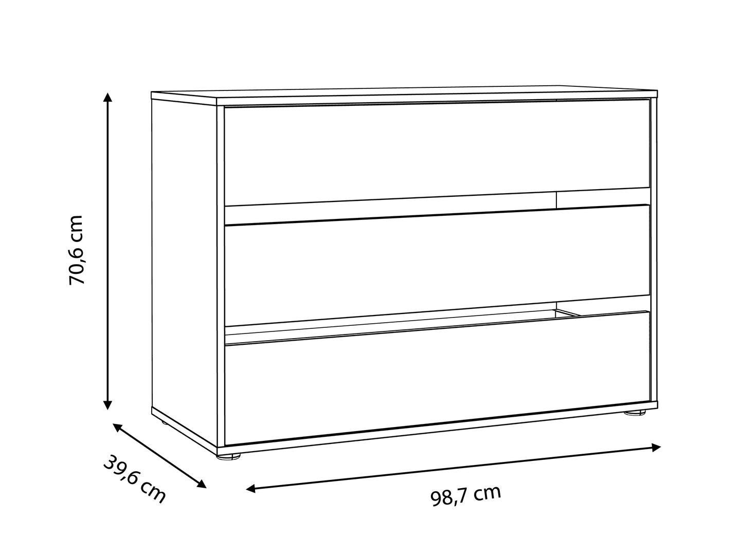 Comoda Pentru Interior Dulap Rondino Gri, 98.7 Cm