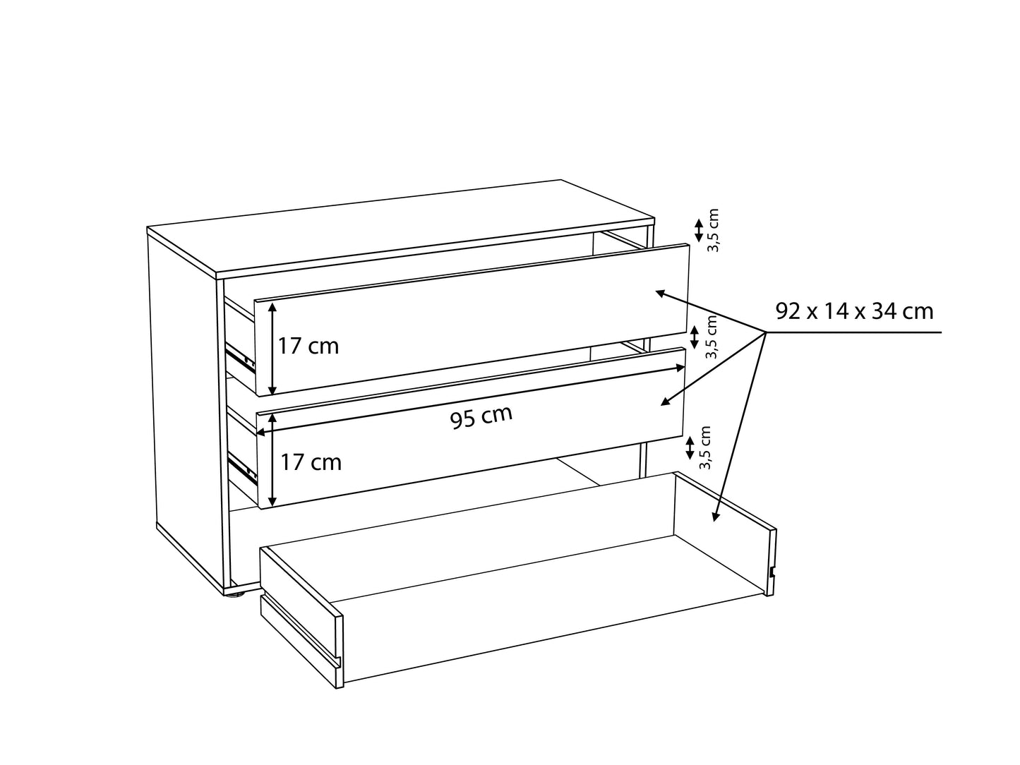 Comoda Pentru Interior Dulap Rondino Gri, 98.7 Cm