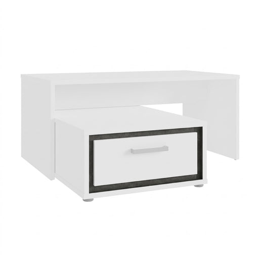 Masa De Cafea Rigmor, Alb, Beton Optic Gri Si Alb Super Lucios, 110 x 48 x 100.8 Cm