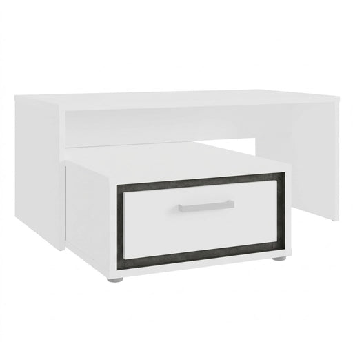 Masa De Cafea Rigmor, Alb, Beton Optic Gri Si Alb Super Lucios, 110 x 48 x 100.8 Cm