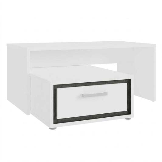 Masa De Cafea Rigmor, Alb, Beton Optic Gri Si Alb Super Lucios, 110 x 48 x 100.8 Cm