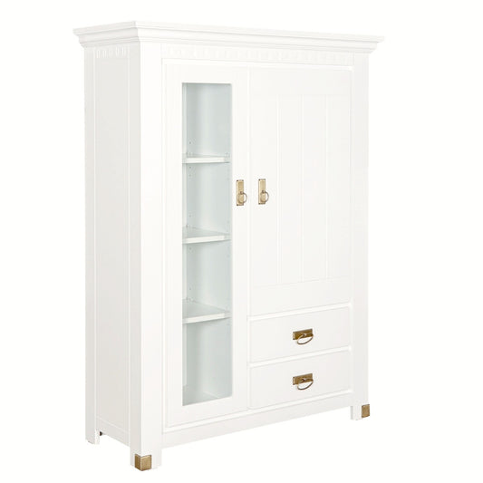 Comoda Saint Tropez, 2 Usi si 2 Sertare, Vopsit Alb, 111 Cm