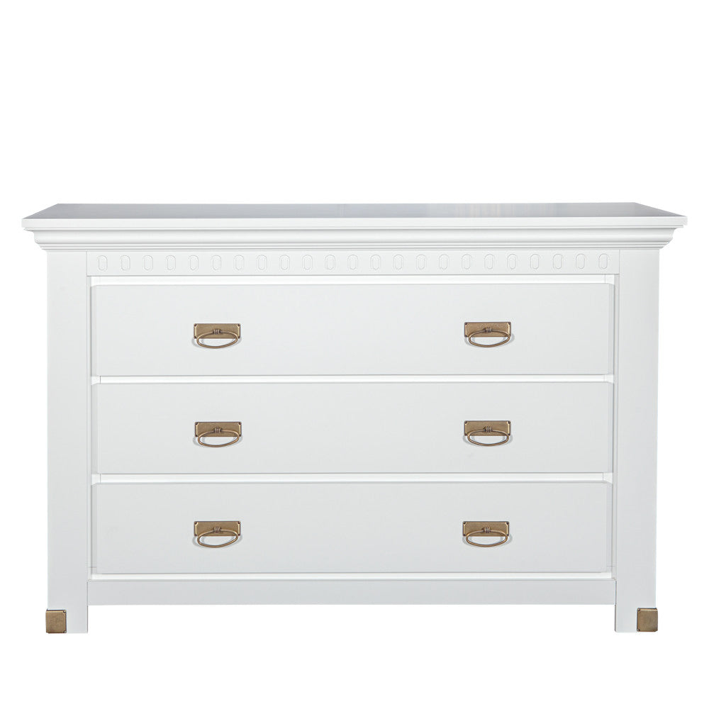 Comoda 3 Sertare Saint Tropez, Vopsit Alb, 132 Cm