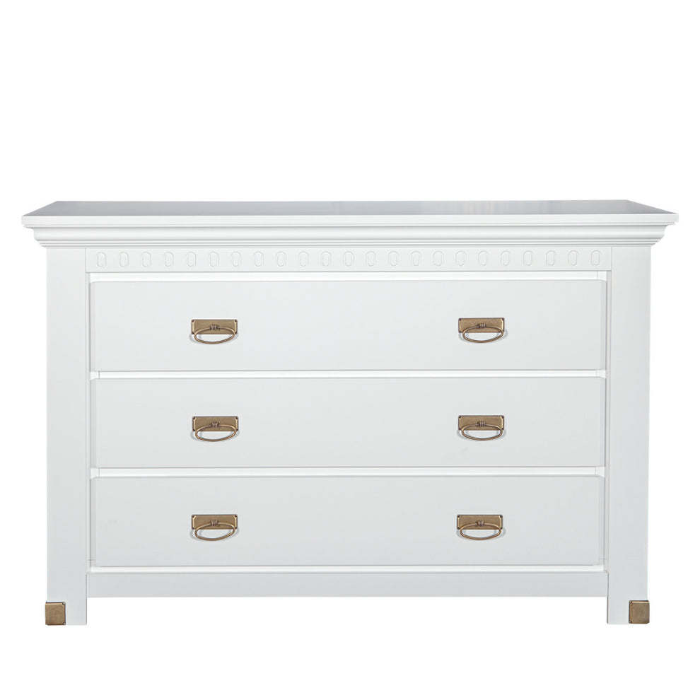 Comoda 3 Sertare Saint Tropez, Vopsit Alb, 132 Cm