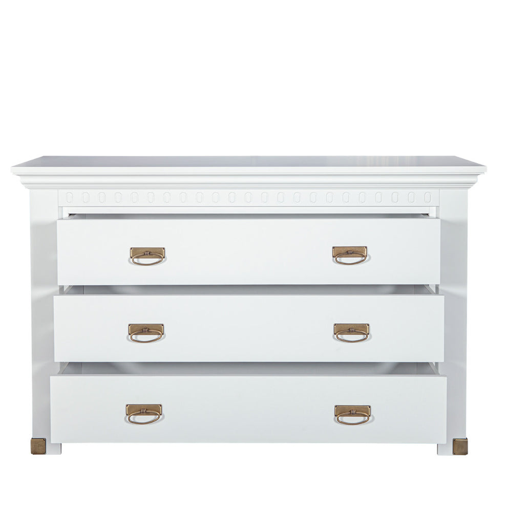 Comoda 3 Sertare Saint Tropez, Vopsit Alb, 132 Cm