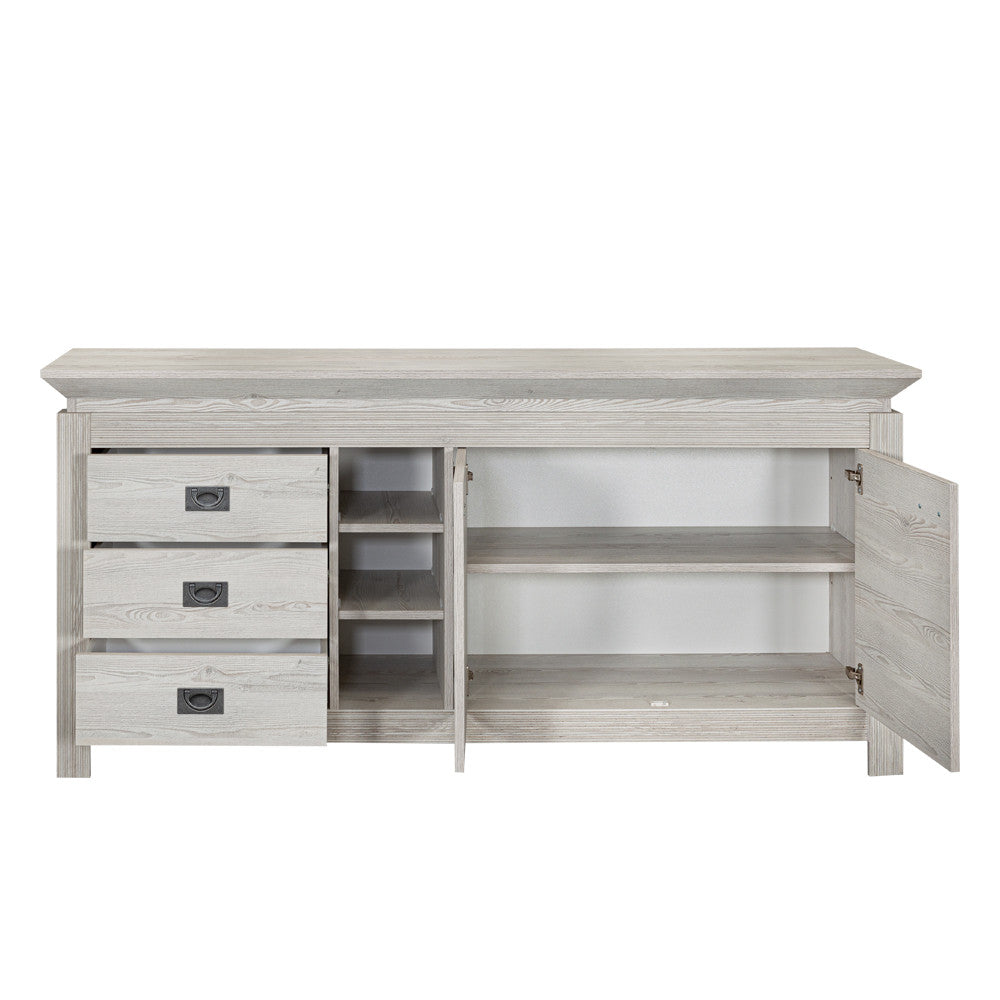 Comoda Casablanca Loft Cu 2 Usi Si 3 Sertare Gri Antic, 177 Cm