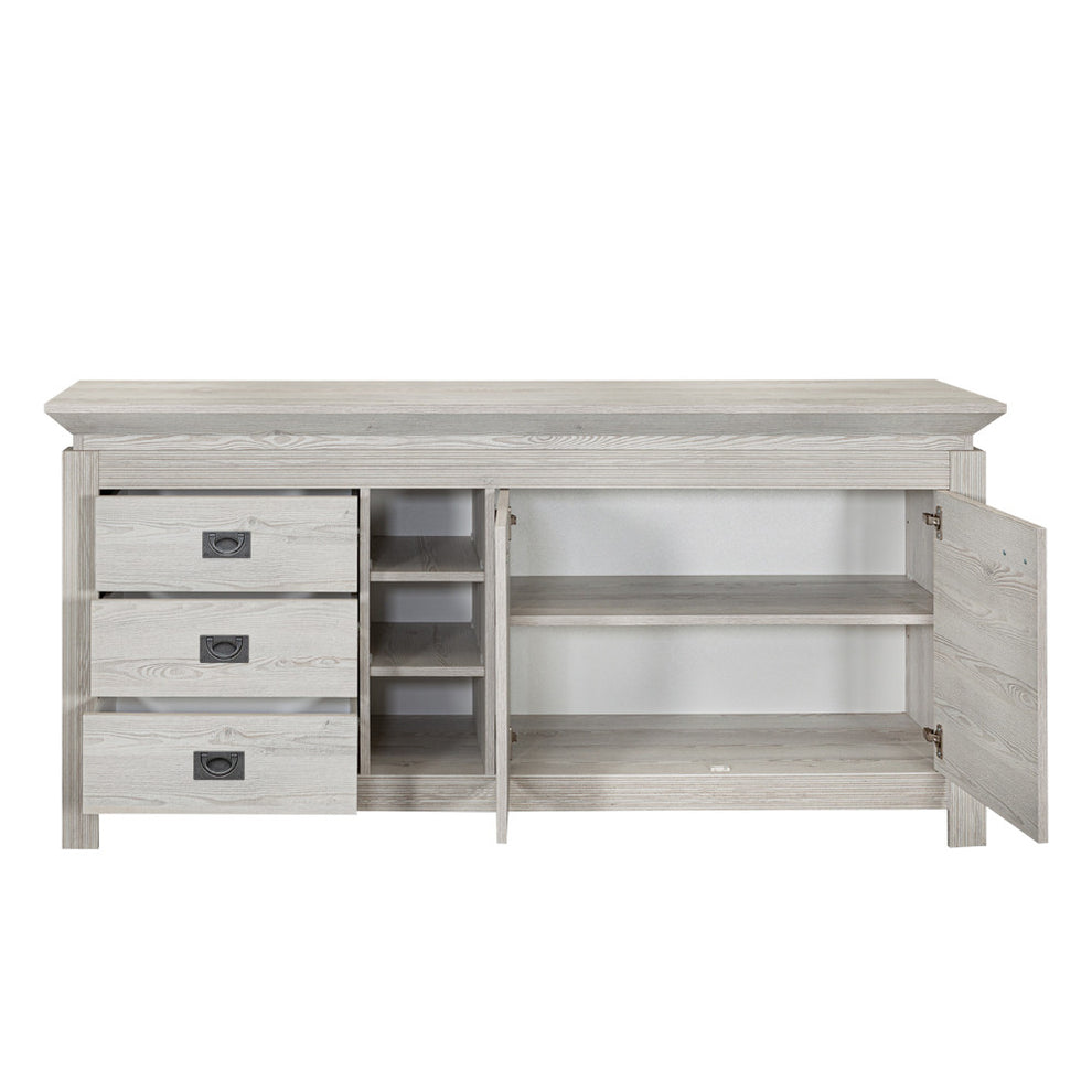 Comoda Casablanca Loft Cu 2 Usi Si 3 Sertare Gri Antic, 177 Cm