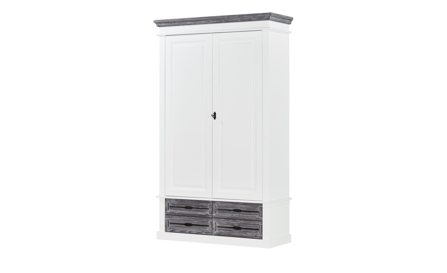 Dulap Cu 2 Usi Si 4 Sertare Cabana, Alb Si Gri, 120 Cm