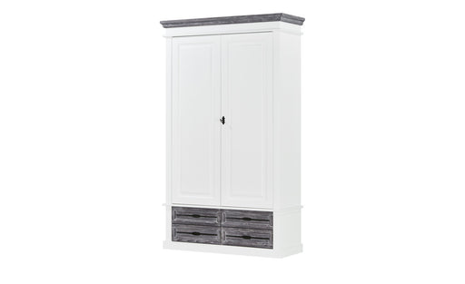 Dulap Cu 2 Usi Si 4 Sertare Cabana, Alb Si Gri, 120 Cm