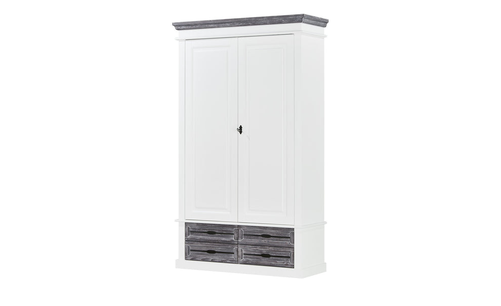 Dulap Cu 2 Usi Si 4 Sertare Cabana, Alb Si Gri, 120 Cm